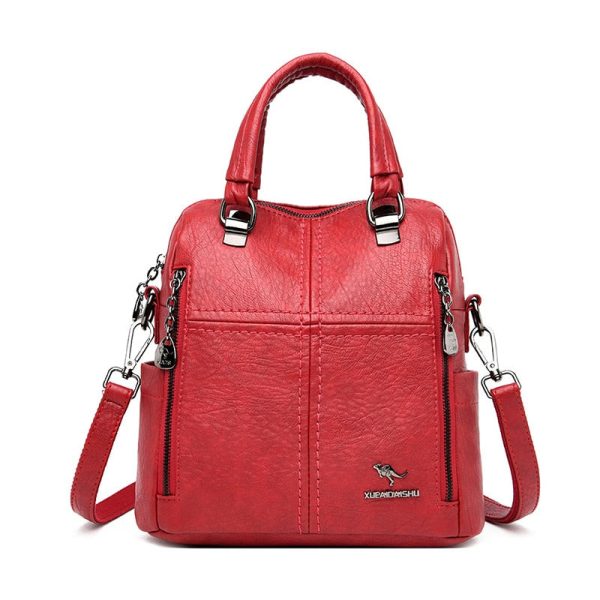 sac à dos rouge en simili cuir avec grain femme