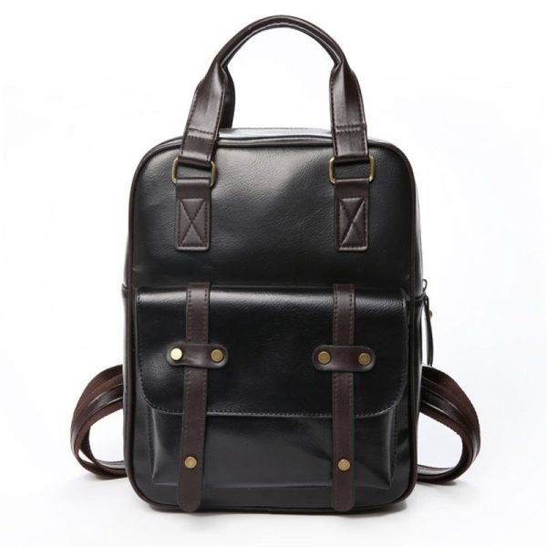 sac à dos simili cuir noir étudiant