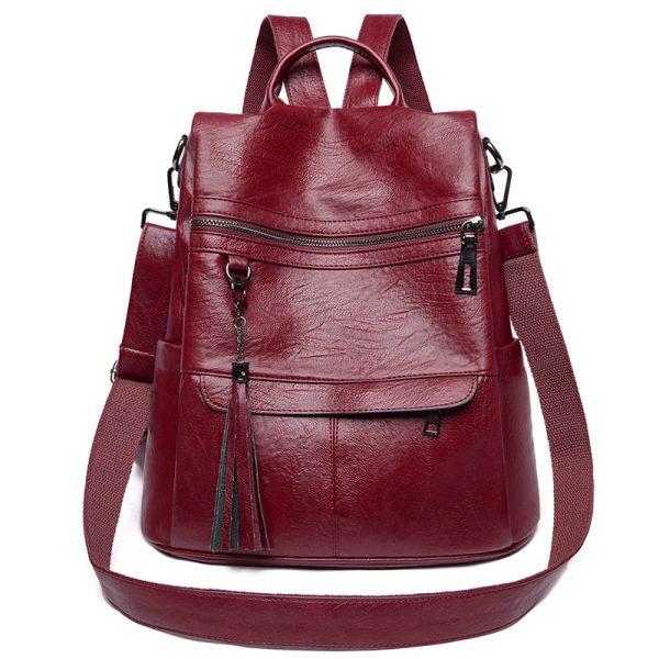 sac à dos en faux cuir rouge femme