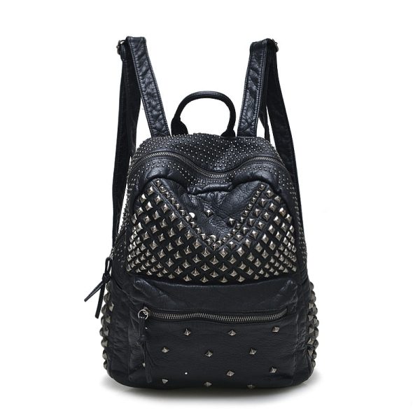 sac à dos noir rivets femmes en cuir pu
