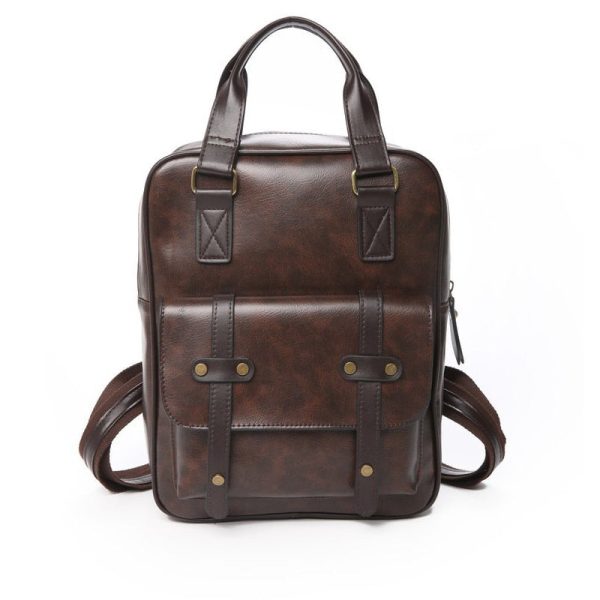 sac à dos simili cuir marron vintage étudiant