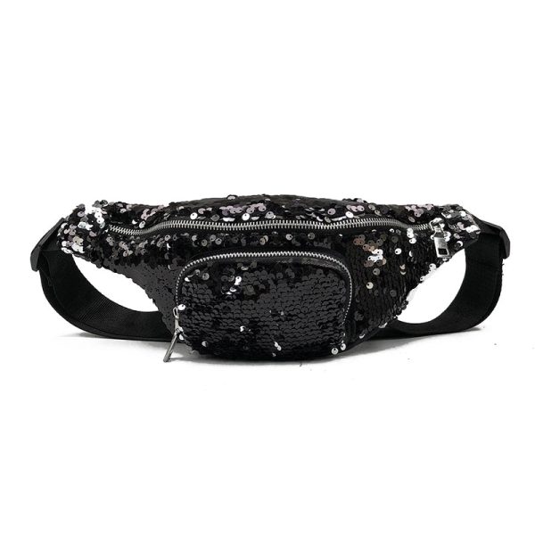 sac banane noir femme à paillettes