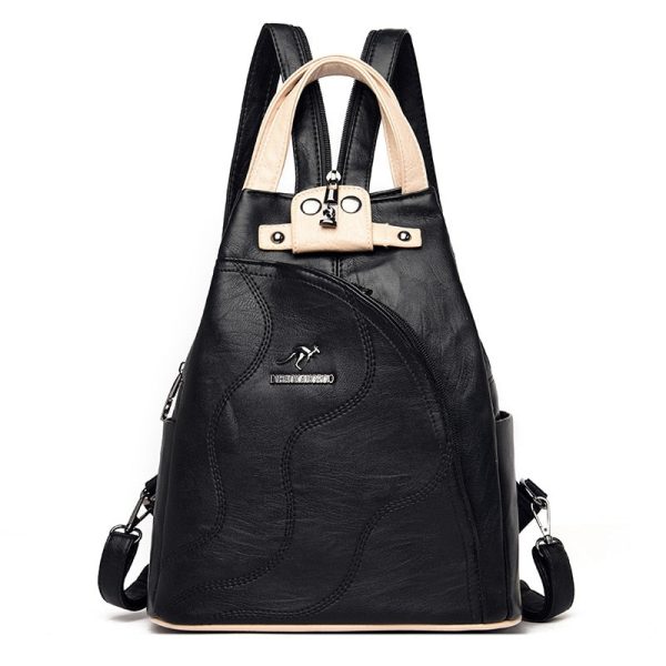 sac à dos noir pour femme en simili cuir PU
