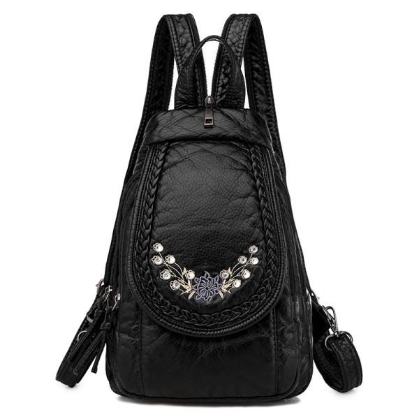sac à dos cuir simili souple noir motif