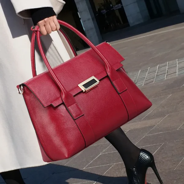 sac à main grande capacité dames en cuir rouge