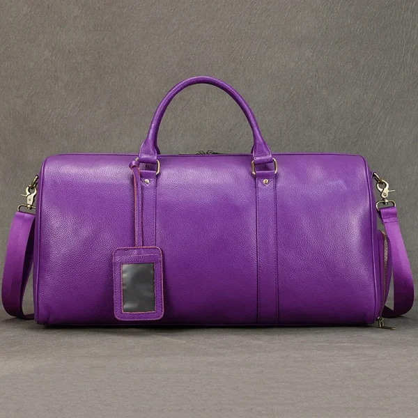 sacs de voyage en cuir véritable pour hommes et femmes violet