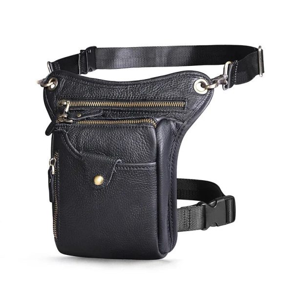 sac de jambe luxueux noir moto