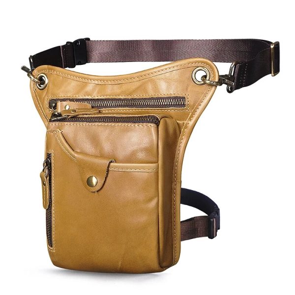 sac de jambe marron moto homme en cuir