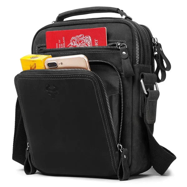 sac fourre-tout en cuir veritable noir