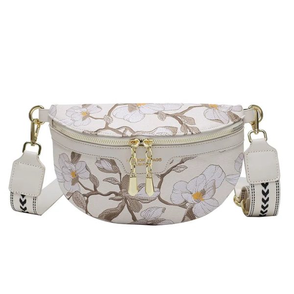 sac banane bandoulière blanc à fleurs