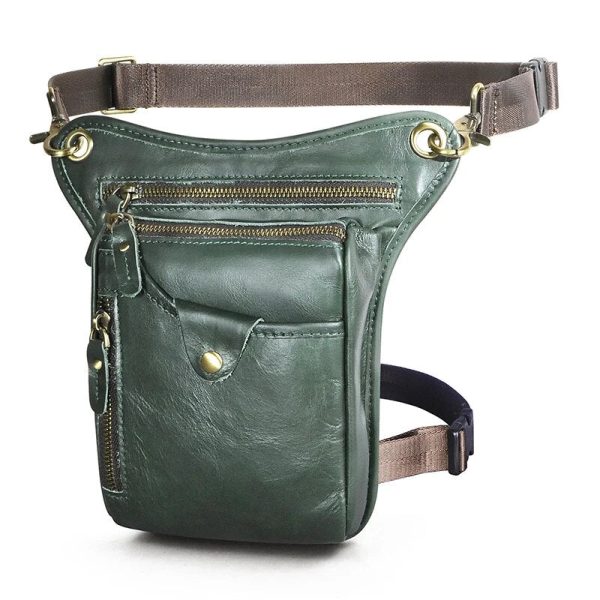 sac de jambe moto luxueux vert