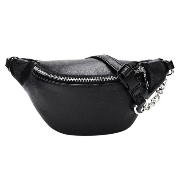 sac banane cuir noir