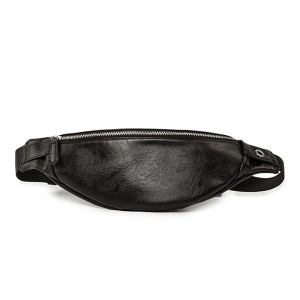 sac banane homme cuir noir