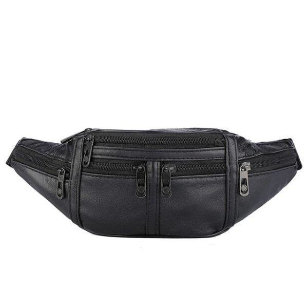 sac banane cuir noir