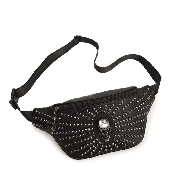 Sac banane cuir noir femme rock'n'roll